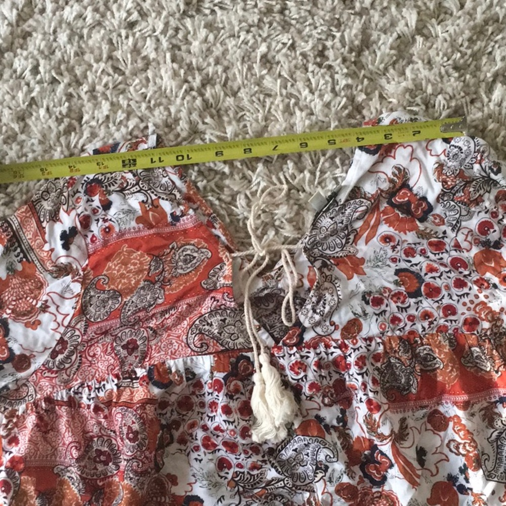 LAST ONE🚨Rust Multi Print Lace Detail Boho Tunic - Picture 5 of 5
